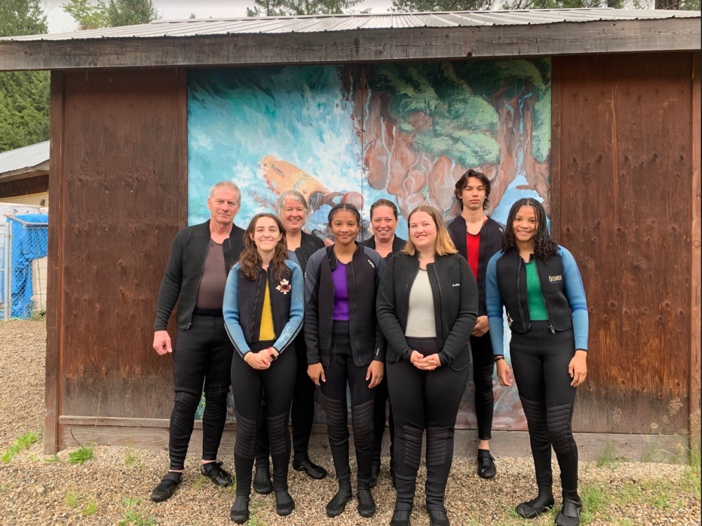 Image of youth and leaders posing for a picture after going rafting